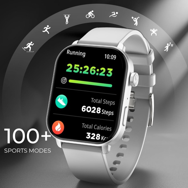 beatXP Unbound Pro 1.96 Super AMOLED Display Bluetooth Calling Smart Watch, Metal Body, Rotary Crown, 410 * 502px, 800 Nits, 60Hz Refresh Rate, 100+ Sports Modes, 24/7, IP67 (Silver Metal)