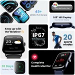 Boult Cosmic 1.69 inch Display, Complete Health Monitoring, Multiple Watch Faces, IP67 Smartwatch (Black Strap, Free Size)