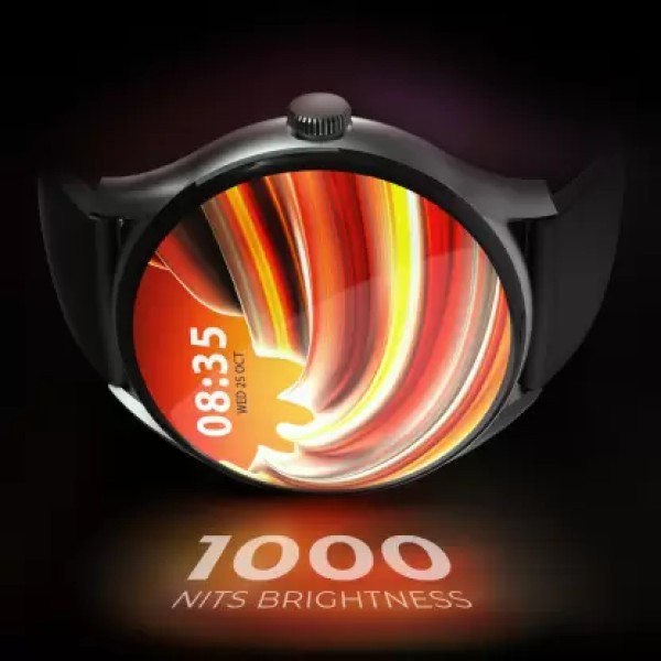 beatXP Vega with 1.43Round AMOLED & 1000 Nits BrightDisplay, BT Calling, IP68 Smartwatch (Electric Black Strap, 1.43)