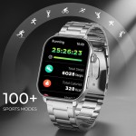 beatXP Unbound Pro 1.96 Super AMOLED Display Bluetooth Calling Smart Watch, Metal Body, Rotary Crown, 410 * 502px, 800 Nits, 60Hz Refresh Rate, 100+ Sports Modes, 24/7, IP67 (Silver)