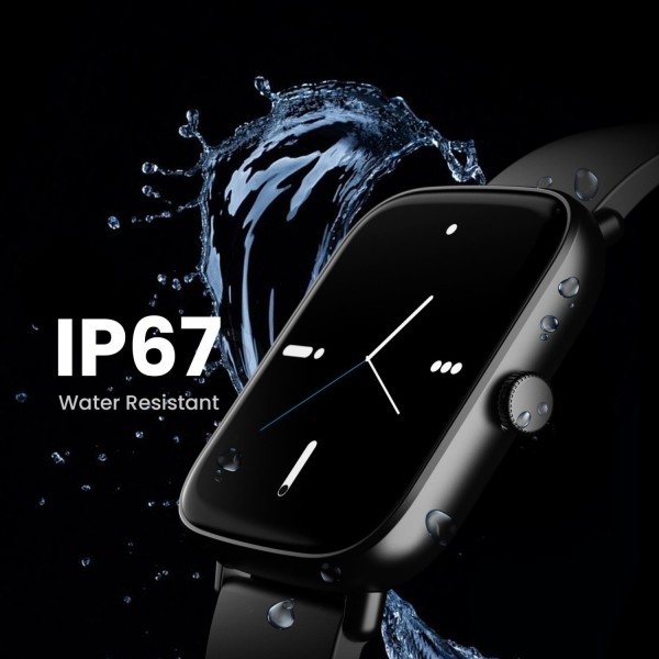 Boult Cosmic 1.69 inch Display, Complete Health Monitoring, Multiple Watch Faces, IP67 Smartwatch (Black Strap, Free Size)