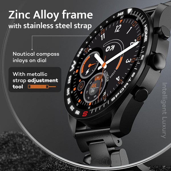 Boult GOBOULT (Formerly Mirage Smart Watch 1.39''HD Screen, Bluetooth Calling, IP67, Zinc Alloy Frame, 500 Nits Brightness, AI Voice Assistant, SpO2 Monitoring, 120+ Sports Mode (Coal Black)