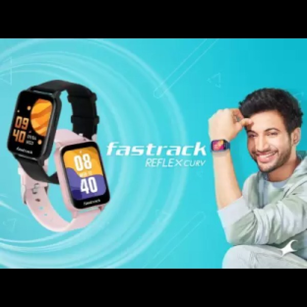 Fastrack Reflex Curv with 2.5D Curve Display,AI Enabled Coach,Health Suite &5ATM Smartwatch (Black Strap, Free size)