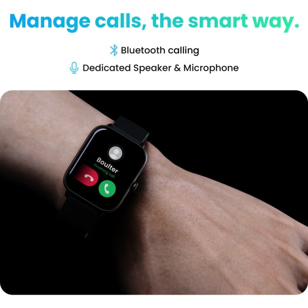 Boult Ridge BT Calling 1.8 HD Display Zinc Alloy Frame 140 Watch Faces Smartwatch Black Strap Free Size