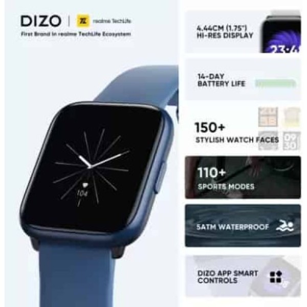 DIZO Watch D Sharp 1.75 with High Res (320*390) Display By realme tech Life Black