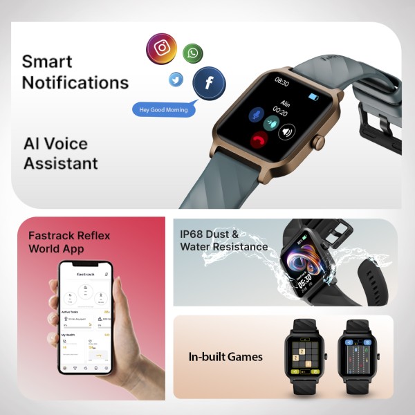 Fastrack Revoltt FS1|1.83 Display|BT Calling|Fastcharge|110+ Sports Mode|200+ WatchFaces Smartwatch (Teal Strap, Free Size)