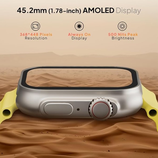 Fire-Boltt Supernova- 45.2mm AMOLED Display, 500 NITS Brightness, 368 * 448 px Resolution, Bluetooth Calling, 123 Sports Modes, Voice Assistant, Inbuilt Games
