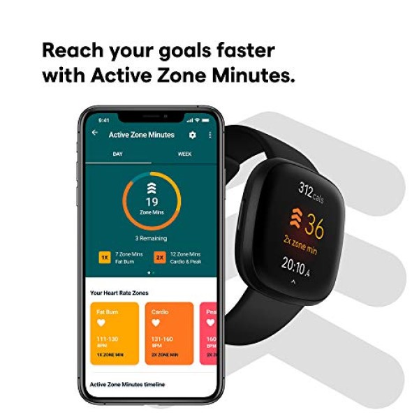 Fitbit Versa 3 Health & Fitness Smartwatch with GPS, 24/7 Heart Rate, Alexa Built-in