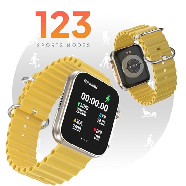 Fire-Boltt Supernova- 45.2mm AMOLED Display, 500 NITS Brightness, 368 * 448 px Resolution, Bluetooth Calling, 123 Sports Modes, Voice Assistant, Inbuilt Games