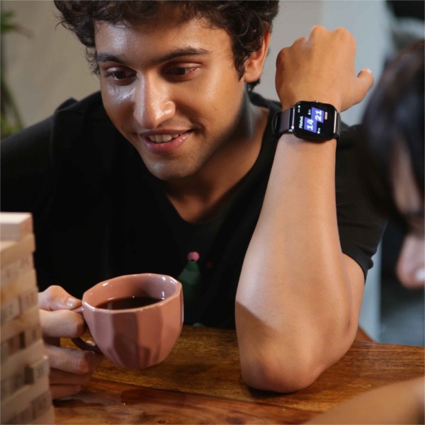 Fitshot Connect 1.85inch CosmicDisplay, Bluetooth Calling & SoloSync Technology Smartwatch (Black Strap, Regular)