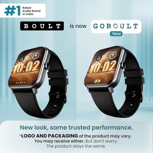 GOBOULT Drift+ Smart Watch 1.85''HD Screen, Bluetooth Calling, IP68, 500 Nits Brightness,150+ Watchfaces, AI Voice Assistant, SpO2 Monitoring, 100+ Sports Mode Smartwatch (Jet Black)