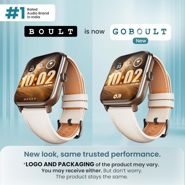 GOBOULT Drift+ Smart Watch 1.85''HD Screen,Bluetooth Calling, IP67, 500Nits Brightness,150+ Watchfaces, AI Voice Assistant, SpO2 Monitoring, 100+ Sports Mode Smartwatch (Snow Leather)