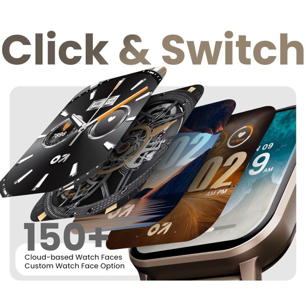 GOBOULT Drift+ Smart Watch 1.85''HD Screen,Bluetooth Calling, IP67, 500Nits Brightness,150+ Watchfaces, AI Voice Assistant, SpO2 Monitoring, 100+ Sports Mode Smartwatch (Snow Leather)