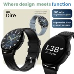 GOBOULT Dire Smart Watch with 1.38'' 2.5D Curved HD Display, BT Calling, IP67, 500 Nits Brightness,250+ Watchfaces, 120+Sports Mode, AI Voice Assistant, SpO2 Monitoring (Black Strap)