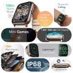 GOBOULT Drift+ Smart Watch 1.85''HD Screen,Bluetooth Calling, IP67, 500Nits Brightness,150+ Watchfaces, AI Voice Assistant, SpO2 Monitoring, 100+ Sports Mode Smartwatch (Snow Leather)