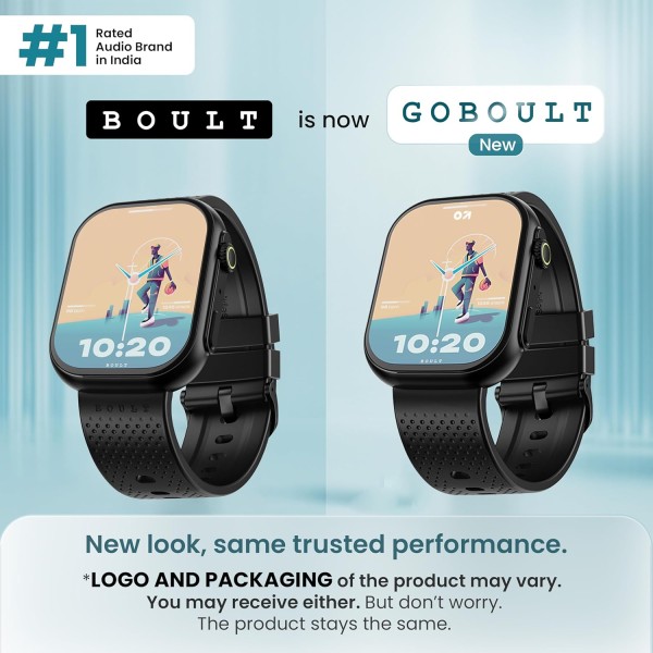 GOBOULT Newly Launched Drift Max Smartwatch 2.01''HD Screen,BT Calling 5.2, 350Nits Brightness,IP67, 150+Watchfaces, 120+Sports Modes,AI Voice Assistant, SpO2 Monitoring(Pure Black)