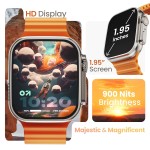 GOBOULT Newly Launched Crown Smart Watch 1.95'' Screen, BT Calling, Working Crown,Zinc Alloy Frame,900Nits Brightness, AI Voice Assistant,SpO2 Monitoring, 120+ Sports Mode (Tangerine)