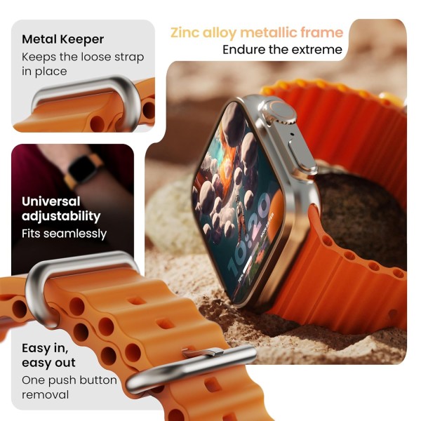 GOBOULT Newly Launched Crown Smart Watch 1.95'' Screen, BT Calling, Working Crown,Zinc Alloy Frame,900Nits Brightness, AI Voice Assistant,SpO2 Monitoring, 120+ Sports Mode (Tangerine)