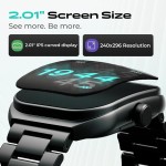 GOBOULT Trail Smart Watch 2.01'' 3D Curved HD Display, BT Calling, Working Crown, 190+Watchfaces, 500 Nits Brightness, AI Voice Assistant, SpO2 Monitoring, 120+ Sports (Metal Black)