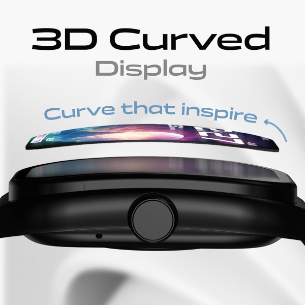 GOBOULT Trail Smart Watch 2.01'' 3D Curved HD Display, BT Calling, Working Crown, 190+Watchfaces, 500 Nits Brightness, AI Voice Assistant, SpO2 Monitoring, 120+ Sports (Metal Black)