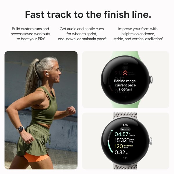Google Pixel Watch 3 (41mm) 2024 Model - Android Smartwatch, Heart Rate Tracking, Fitbit Advanced Running, Fitness Insights, 24-Hour Battery - Polished Silver Aluminum Case - Porcelain Band - Wi-Fi