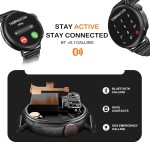 HAMMER Active 3.0 1.39" Display Bluetooth Calling Smart Watch with Metal Strap, Health Monitor, Metallic Body, AI Voice Assistance (Metallic Black)