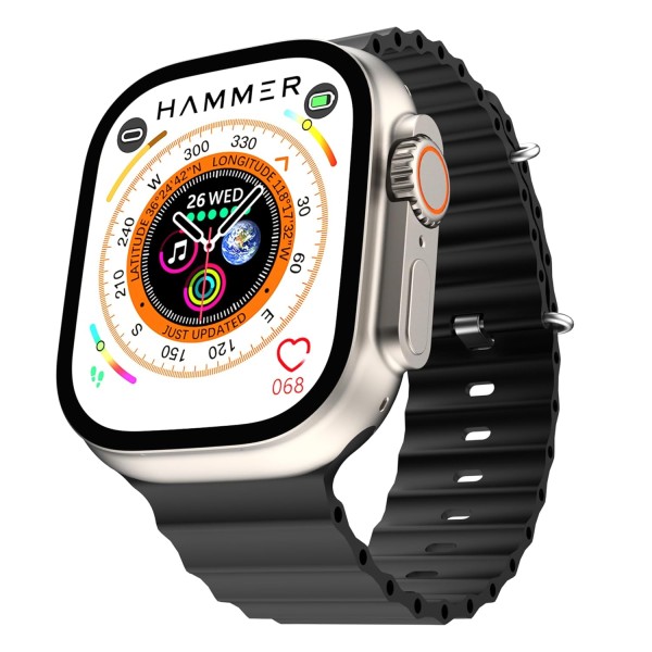 HAMMER Ultra Classic 2.01" Always on Display, Bluetooth Calling Smart Watch, Wireless Charging, 1 Extra Starp, Raise to Wake, in-Built Games, Brightness Adjustment, BP, SpO2, HR Monitoring