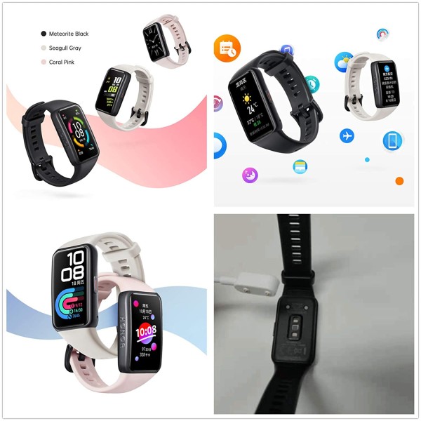 Honor Band 6 Smart Wristband 1st Full Screen 1.47 AMOLED Color Touchscreen Watch-Meteorite Black