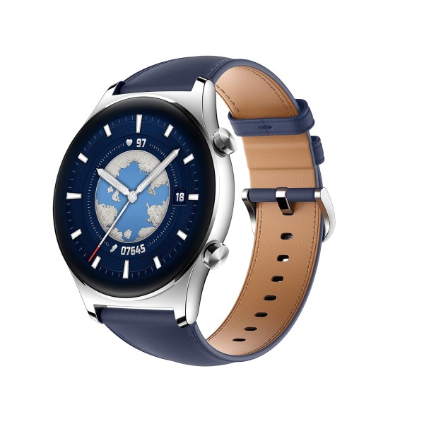HONOR Watch GS 3 Smartwatch with 1.43" AMOLED Touch Screen, Fitness Watch, Heart Rate, Sleep & Blood Oxygen, Dual GPS, Bluetooth Calling,14 Days Life, 100+ Diverse Sport Modes, Ocean Blue (MUS-B19)