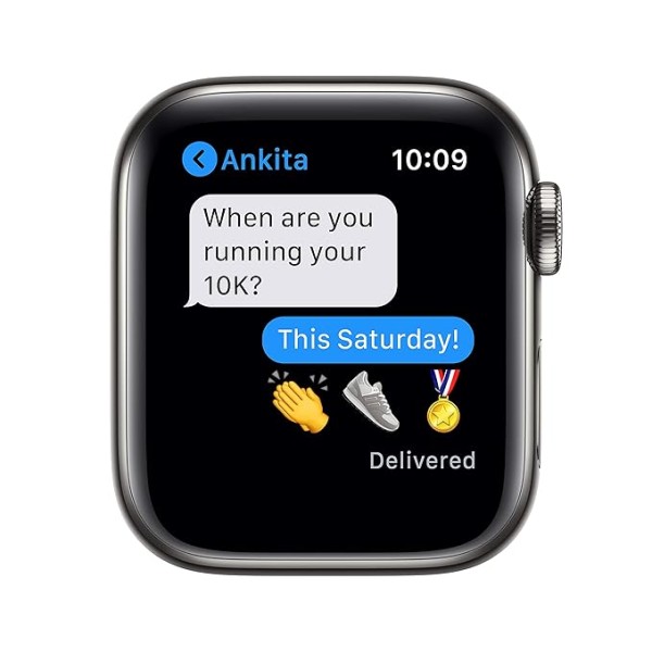 New Apple Watch Series 6 (GPS + Cellular, 40mm) - Graphite Stainless Steel Case with Black Sport Band