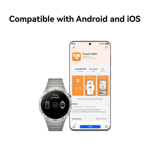 Huawei Watch GT4 46mm Smartwatch Compatible with Android & iOS, Brown
