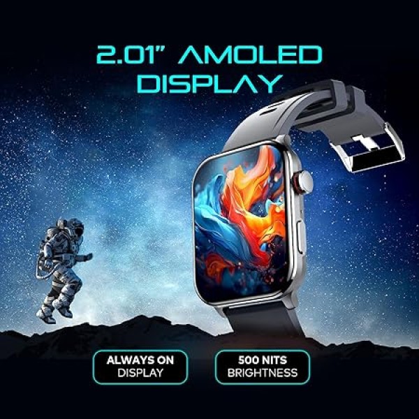 itel ICON-3 Smartwatch with Single chip BT Calling, 2.01 AMOLED Display, 500 Nits Brightness, Functional Crown, IP67 Waterproof