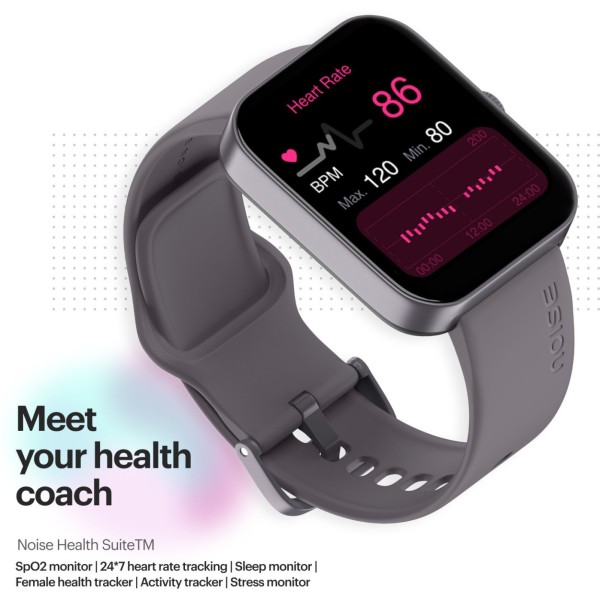 Noise ColorFit Caliber 2 with 1.83 Display Upto 12 Day Battery 60 Sports Mode Smartwatch Purple Strap