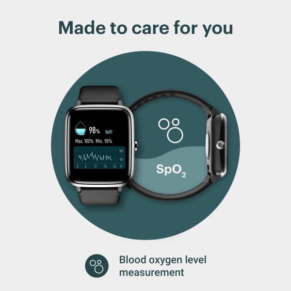 Noise ColorFit Pro 2 Oxy Smartwatch  (Black Strap, Regular)