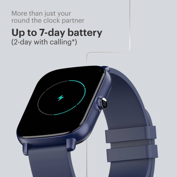 Noise Icon Buzz 1.69 Display with Bluetooth Calling Built-In Games Voice Assistant Smartwatch Blue Strap Regular (unbox)