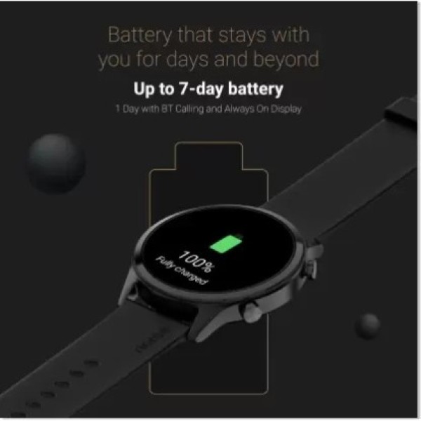 Noise Evolve 3 BT Calling with 1.43 inch AMOLED Always-On Display, Metallic Design Smartwatch (Black Strap, Regular)