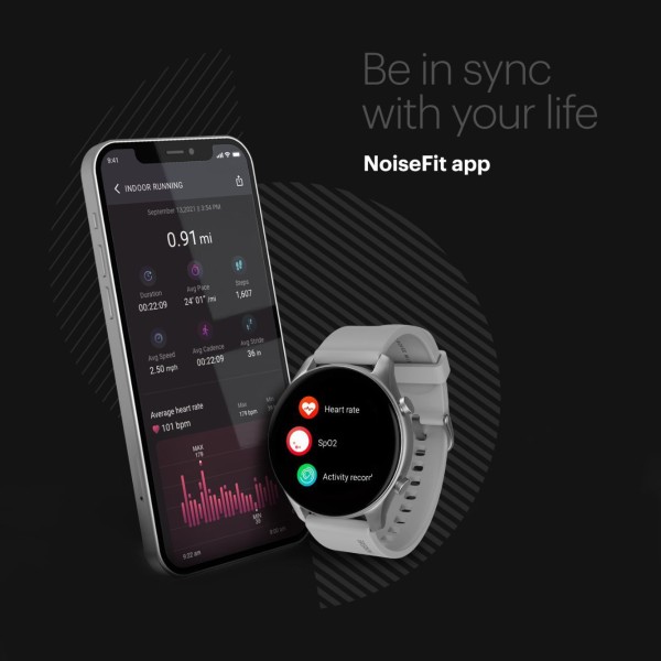 Noise Evolve 2 AMOLED with 42mm Dial Size Smartwatch (Grey Strap, Regular)