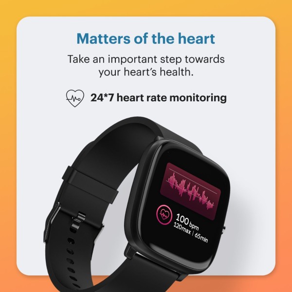 Noise Qube with 1.4 Full Touch display, Multi-Sports modes, 7-day Battery,Spo2 Smartwatch (Black Strap, Regular)
