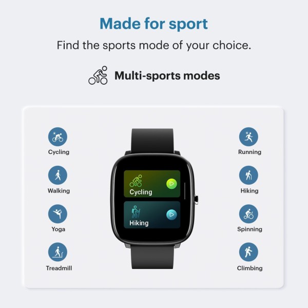 Noise Qube with 1.4 Full Touch display, Multi-Sports modes, 7-day Battery,Spo2 Smartwatch (Black Strap, Regular)