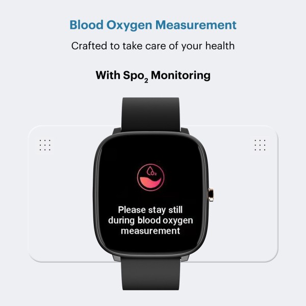 Noise Qube with 1.4 Full Touch display, Multi-Sports modes, 7-day Battery,Spo2 Smartwatch (Black Strap, Regular)