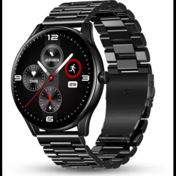 Pebble Cosmos Bold Pro 1.39 HD Display Luxury Metal Straps, BT Calling Voice Assistant Smartwatch (Black Strap, Free Size)