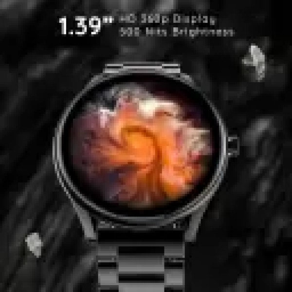 Pebble Cosmos Bold Pro 1.39 HD Display Luxury Metal Straps, BT Calling Voice Assistant Smartwatch (Black Strap, Free Size)