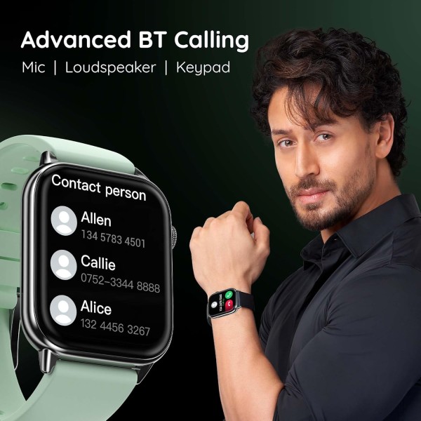 Pebble Orion Smart Watches for men & Women| 1.91 High Resolution Curved Display|Ultra Thin Dial|BT Calling|24 Hour Health Rate checking|Temp, SoP2, Heart Rate|Pincode Locking System| Mint Green