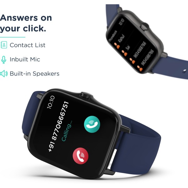Pebble Spark 1.7 inch Bluetooth Calling, HD Display with SPO2, HR Monitor Smartwatch (Blue Strap, Free Size)