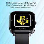 pTron Pulsefit Pro Bluetooth Calling Smartwatch, 1.69 Full Touch Color Display Black