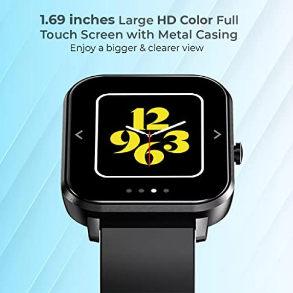 pTron Pulsefit Pro Bluetooth Calling Smartwatch, 1.69 Full Touch Color Display Black