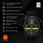 PLAYFIT FLAUNT2 with 1.43'' AMOLED, Rotary Crown, 2.5D All-View Display with BT Calling Smartwatch (Black Strap, Free Size) (un box)
