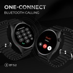 PLAYFIT FLAUNT2 with 1.43'' AMOLED, Rotary Crown, 2.5D All-View Display with BT Calling Smartwatch (Black Strap, Free Size) (un box)