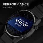 PLAYFIT FLAUNT2 with 1.43'' AMOLED, Rotary Crown, 2.5D All-View Display with BT Calling Smartwatch (Black Strap, Free Size) (un box)