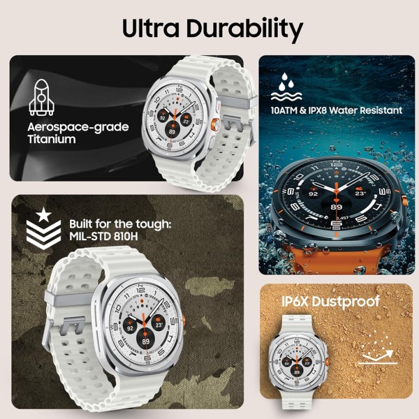 Samsung Galaxy Watch Ultra (47mm, LTE, Silver) with Upto 100h battery | 3nm Processor | Dual GPS | Quick Button/Siren | Sapphire Glass & Titanium | 10ATM & IP68 | BP & ECG Monitor |Energy Score & AGEs